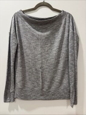 Athleta Coaster Luxe Gray Wide Boatneck Lightweight Sweatshirt